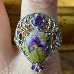 Tasmanian Stichtite Amethyst Sterling Silver Cocktail Ring Size 9